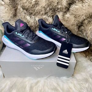Adidas EQ21 Run J Black/Multi Girl's Sneakers Size 6.5 NWB H01872 Fast Shipping.